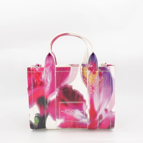 Marc Jacobs Future Floral Small Leather Tote Bag White Multi - Picture 5 of 16